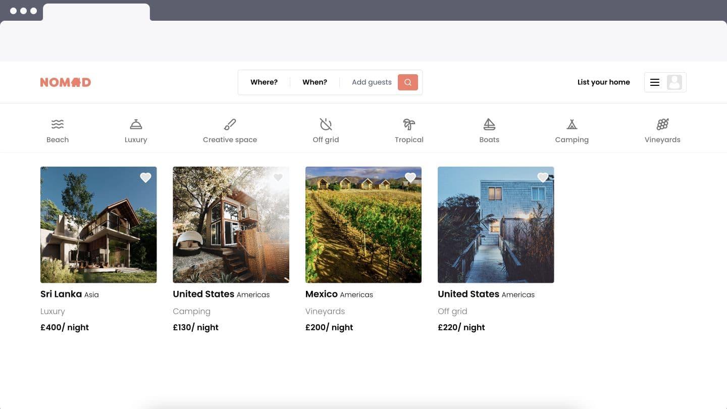 Screenshot showing Nomad in the browser.